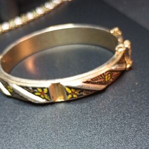 Chic Gold and Silver Women's Bracelet with Yellow Accents